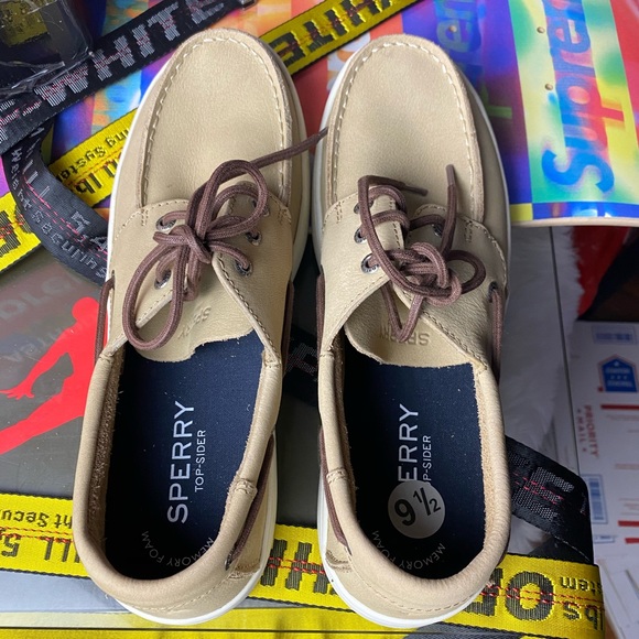 🆕 - Sperry Top Sider - Beige Boat Shoes - 9.5/10 - Picture 4 of 7